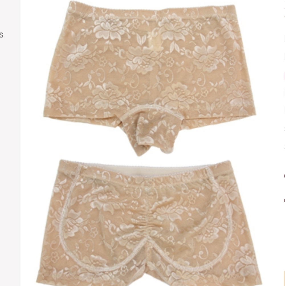 Realistic Silicone jiggly bum Inserts in elegant soft lace bootie panties  (S/M)